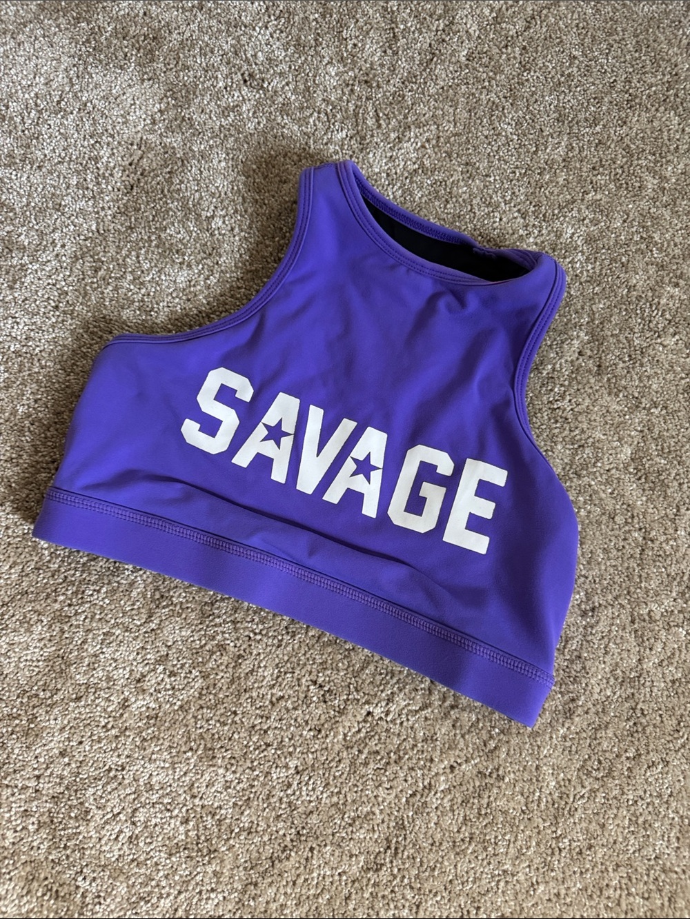 Savage Barbell Purple Sports Bra with White Logo